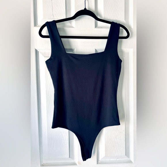 Tops - Black Square Neck Tank Bodysuit
